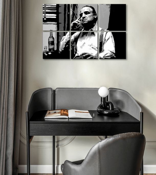 Najveći mafijaši na platnu THE GODFATHER - VITO CORLEONE s bocom viskija 120x80 cm