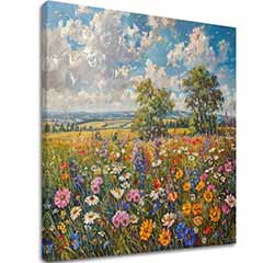 Slika polja cvijeća na platnu Ljetna livada | Akrilni detalji